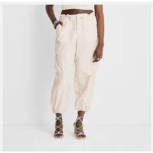 NWT Future Collective Utility Nylon Cargo Pants - Cream Small
